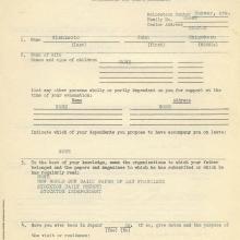 War Relocation Authority, application for leave clearance, c. 1943
